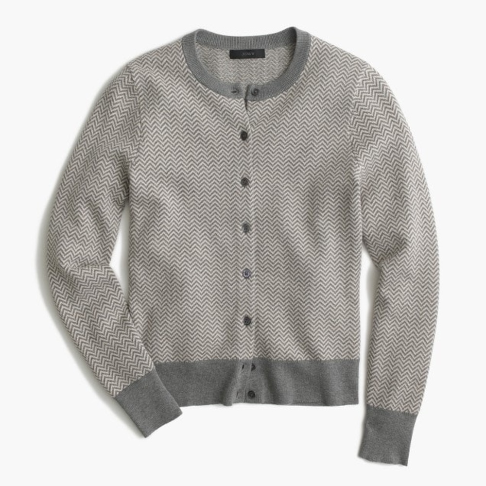 J. Crew Cotton Jackie Cardigan in Herringbone S